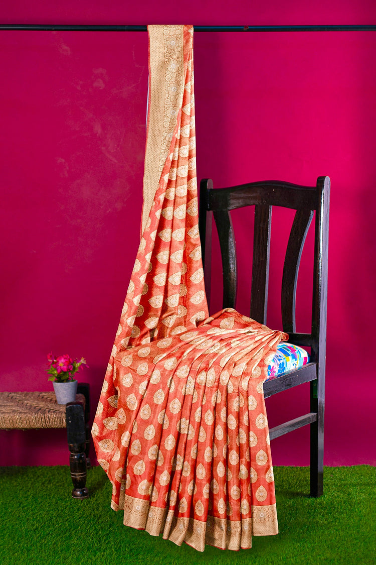 Orange Tishu Sona Rupa Banarasi Silk Saree