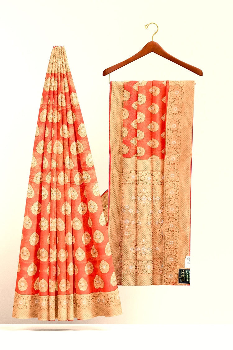 Orange Tishu Sona Rupa Banarasi Silk Saree