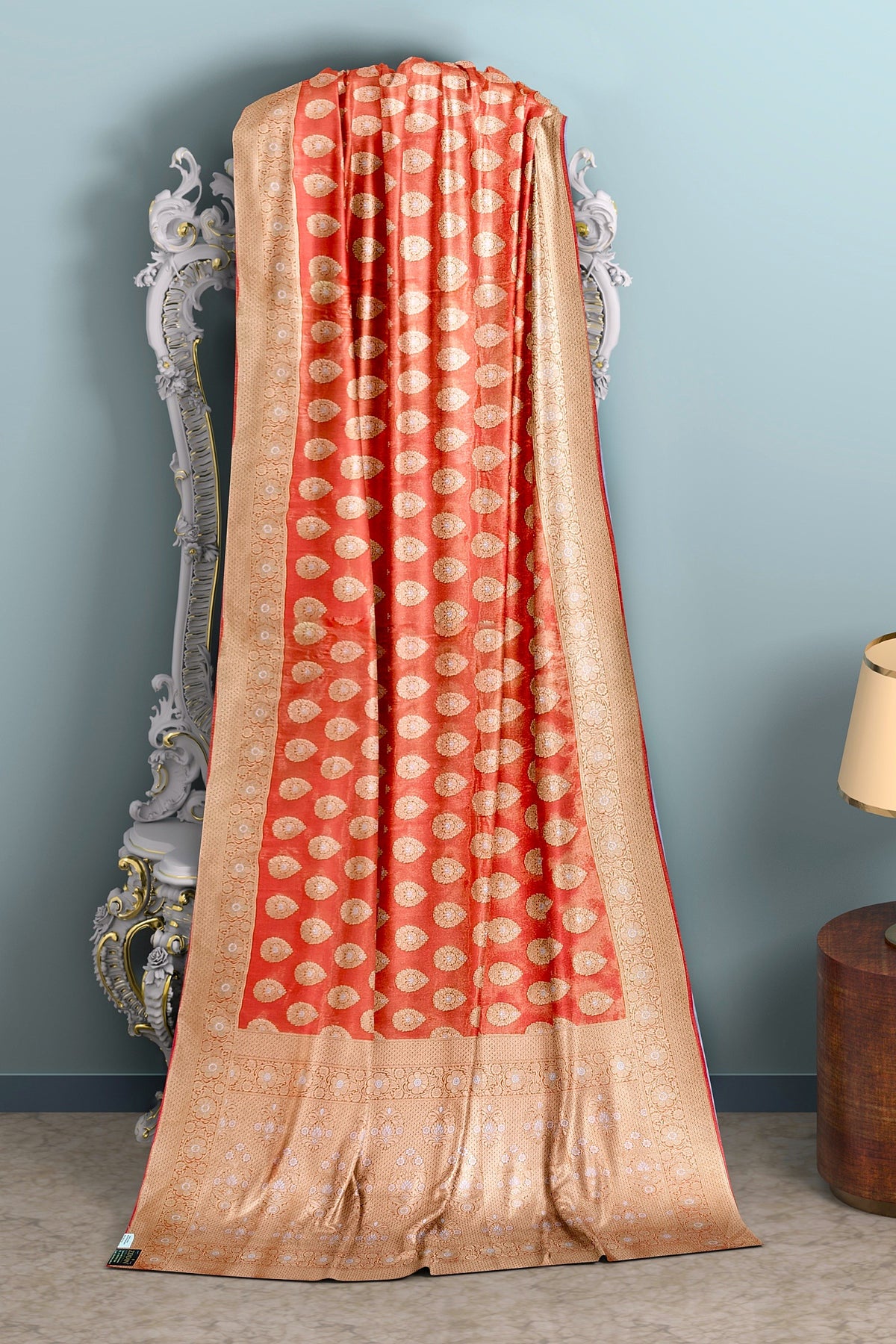 Orange Tishu Sona Rupa Banarasi Silk Saree