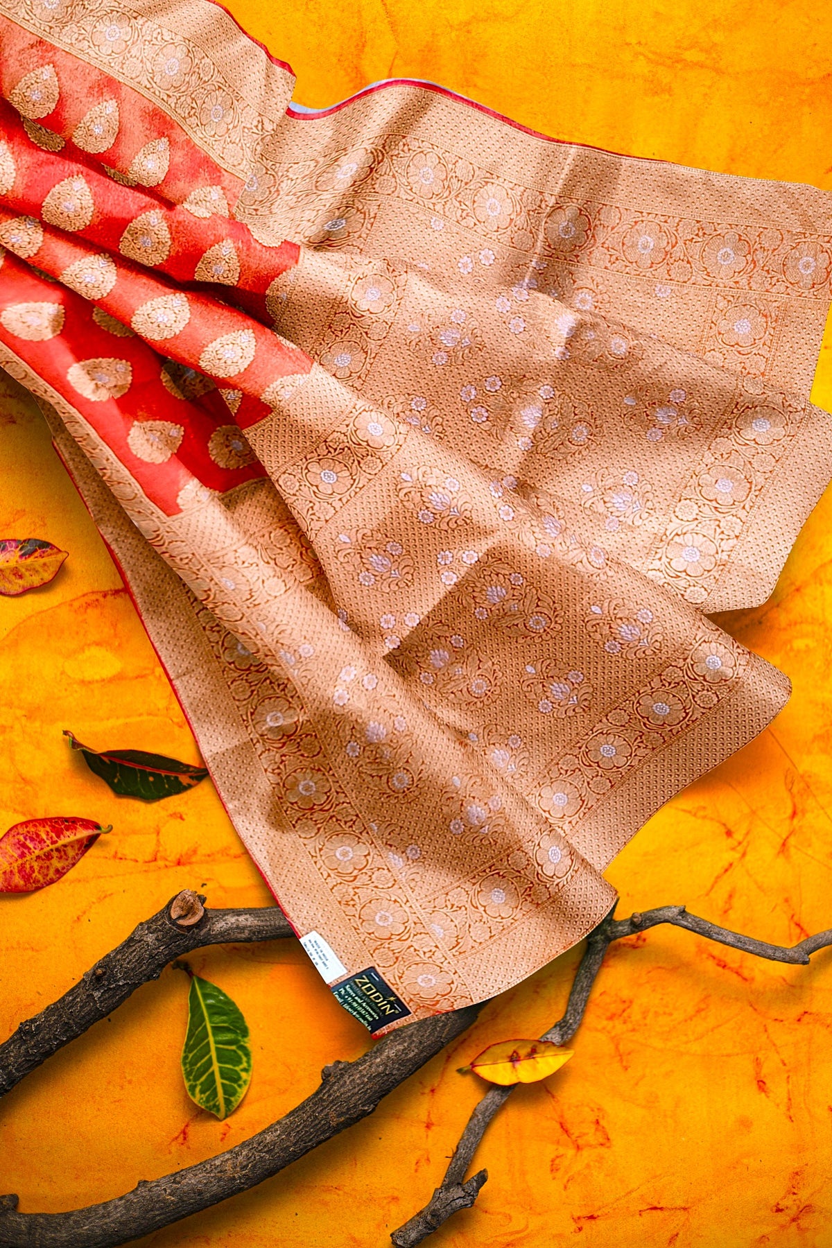 Orange Tishu Sona Rupa Banarasi Silk Saree