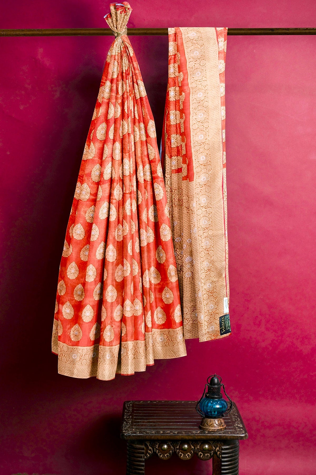Orange Tishu Sona Rupa Banarasi Silk Saree