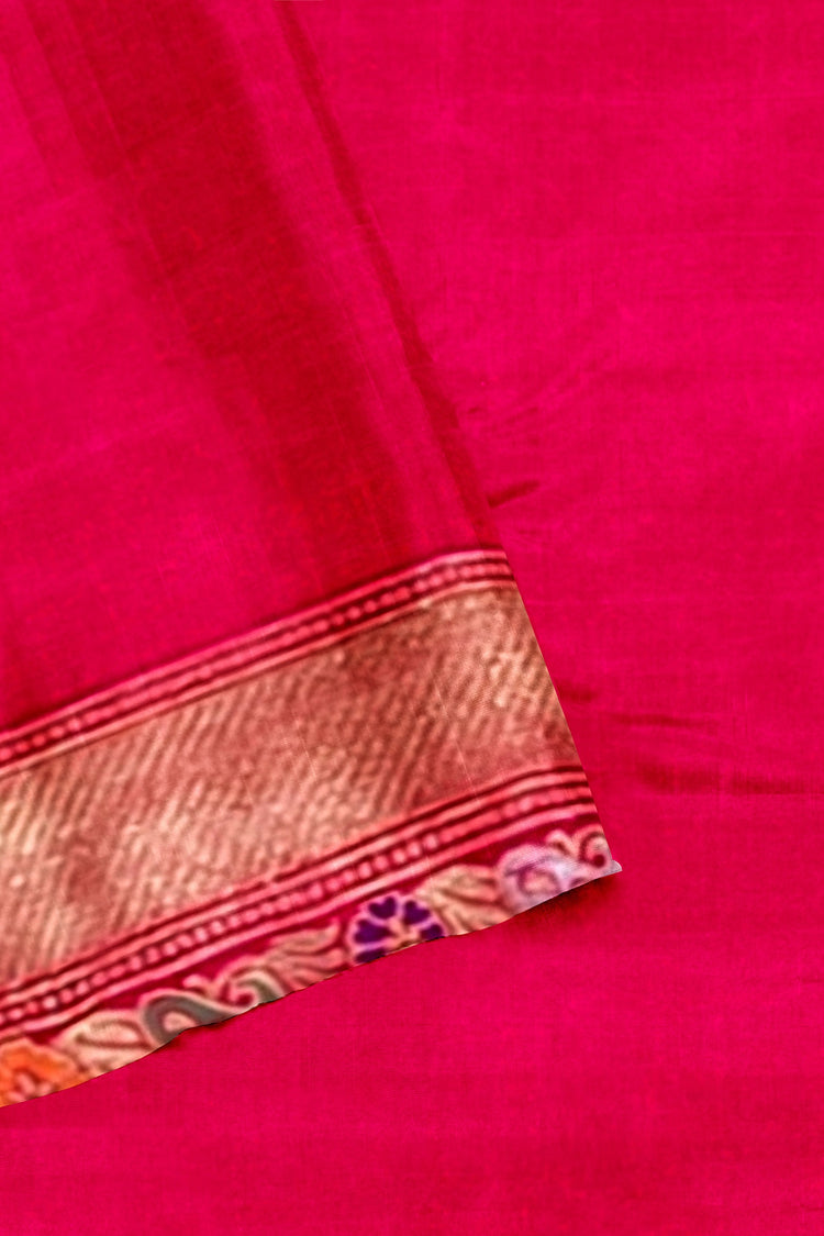 Pink Floral Tishu Meenakari Paithani Inspired Banarasi Silk Saree