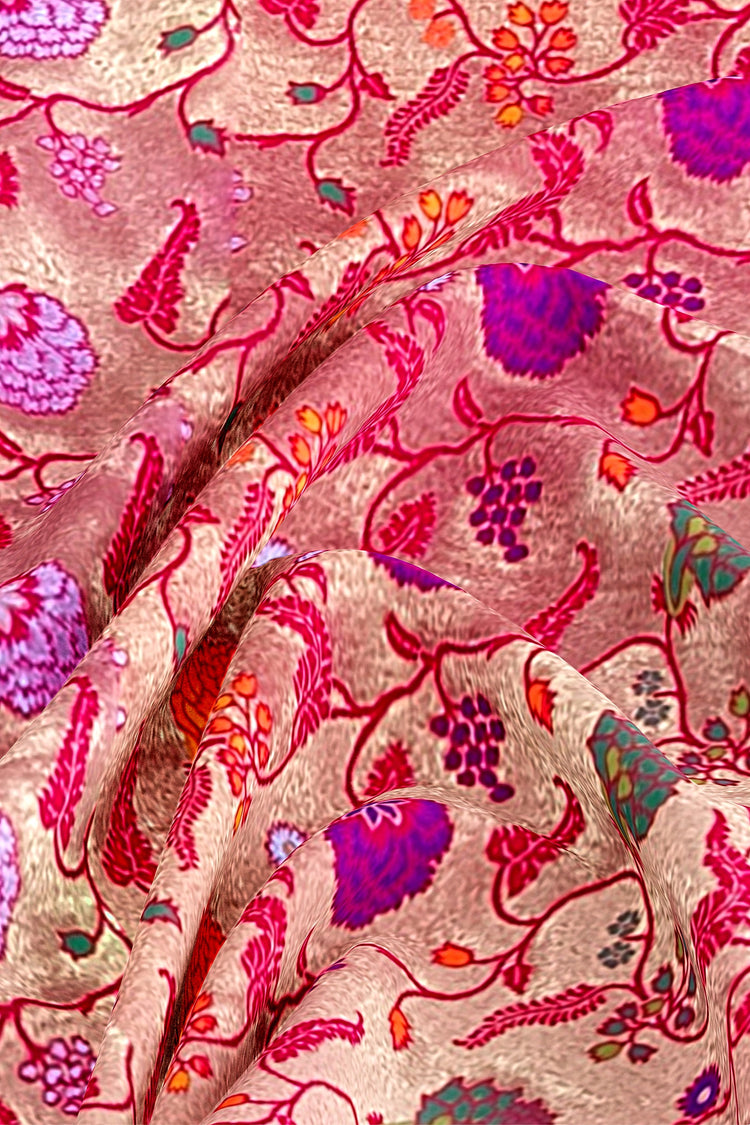 Pink Floral Tishu Meenakari Paithani Inspired Banarasi Silk Saree