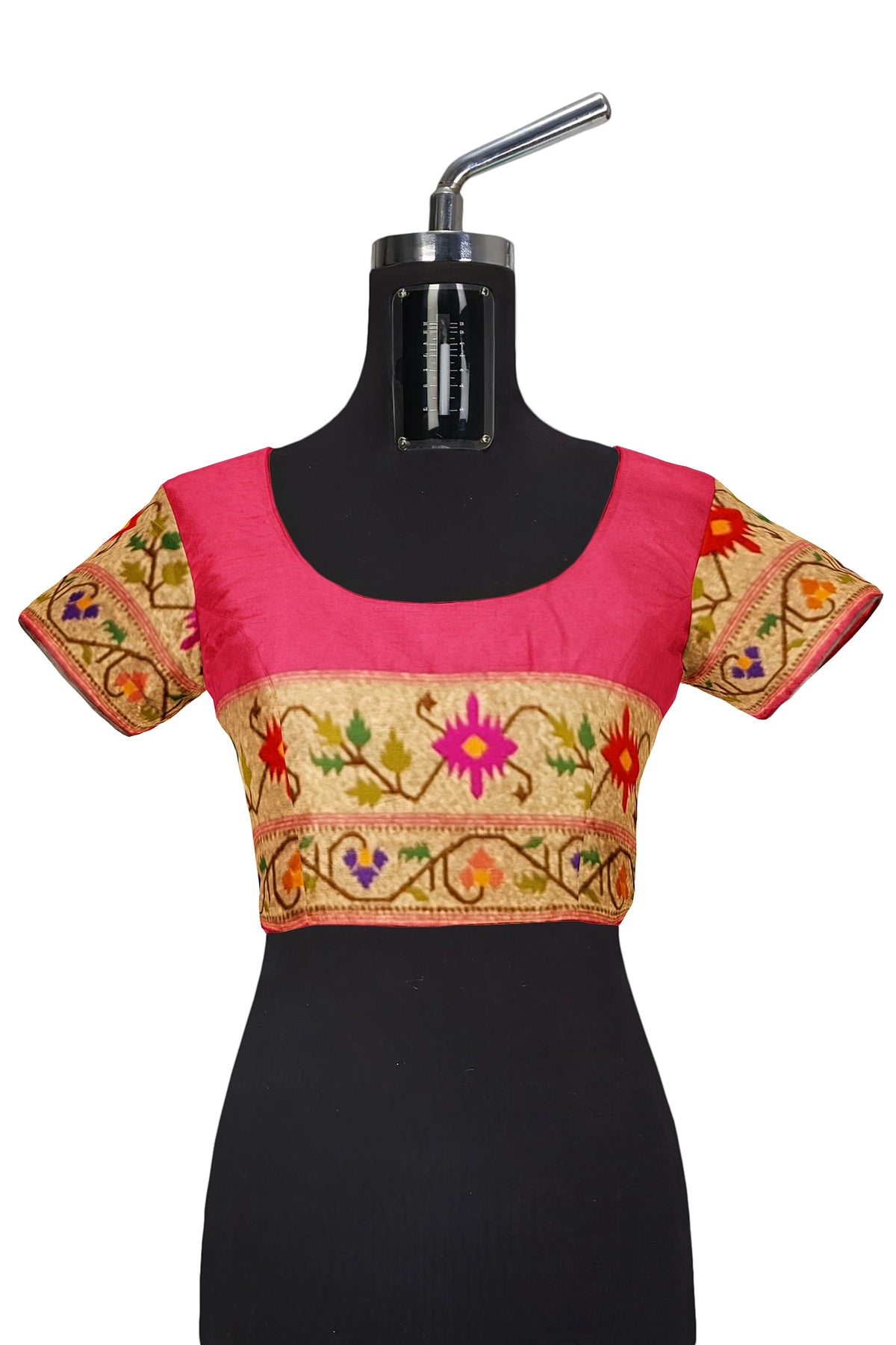 Pink Banarasi Paithani Inspired Border & Pallu Silk Saree