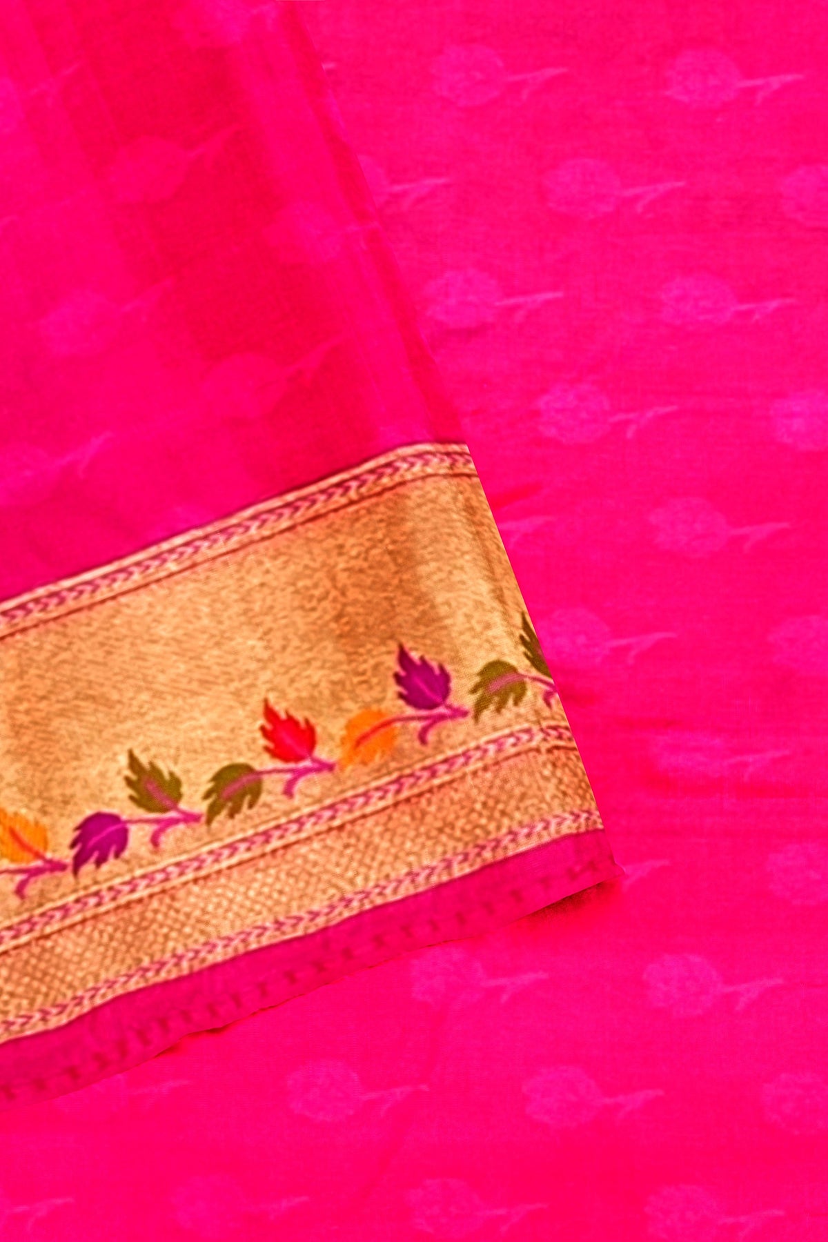 Pink Tishu Meenakari Floral Paithani Inspired Banarasi Silk Saree