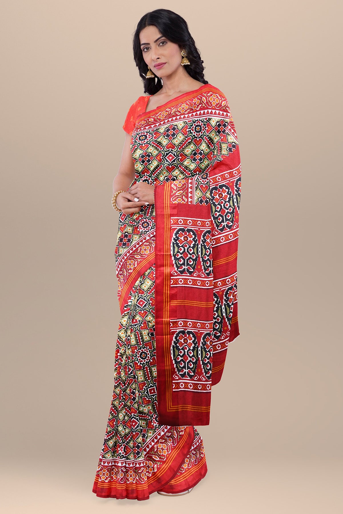 Red Patola Print Everyday Saree