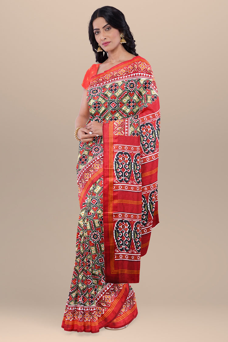 Red Patola Print Everyday Saree