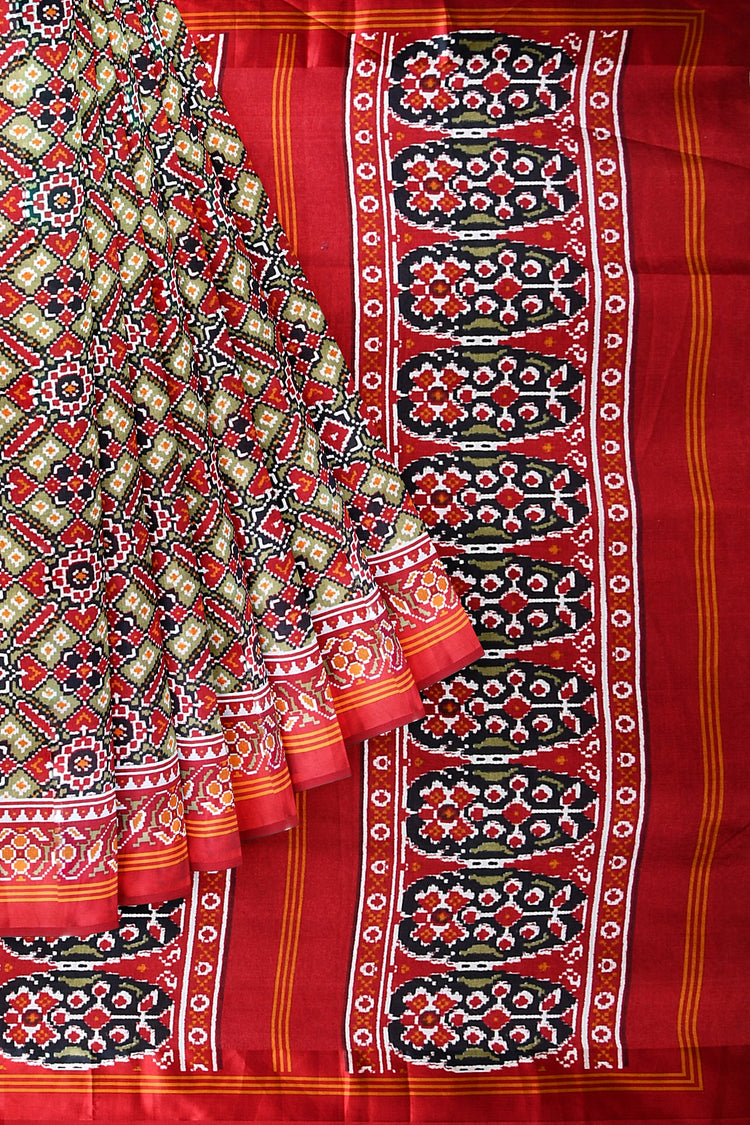 Red Patola Print Everyday Saree
