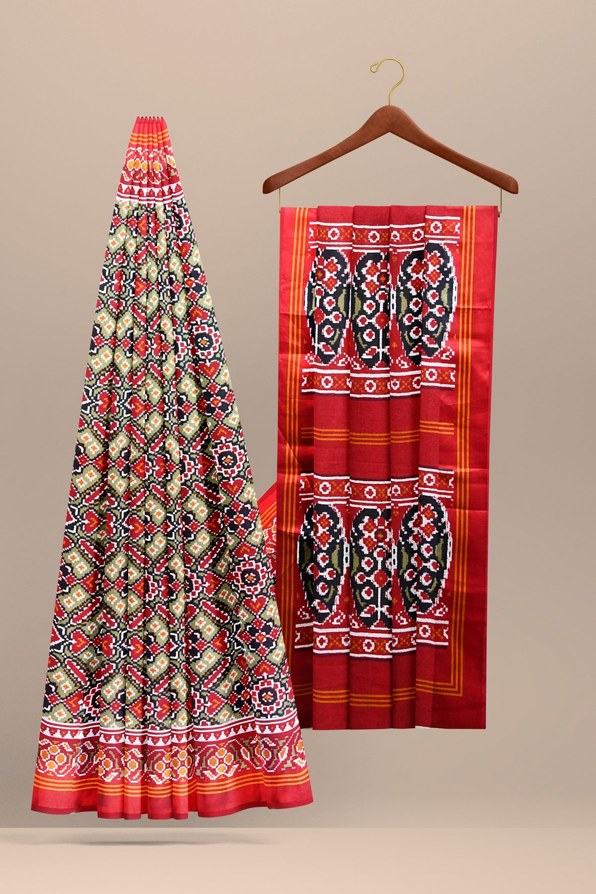 Red Patola Print Everyday Saree