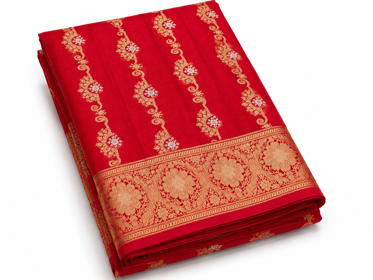 Red Pure Handloom Banarasi Katan Silk Saree