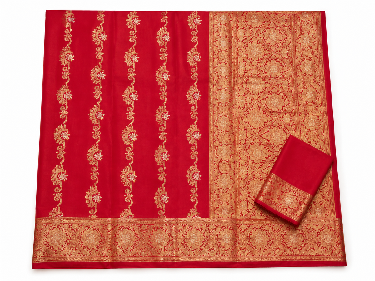 Red Pure Handloom Banarasi Katan Silk Saree